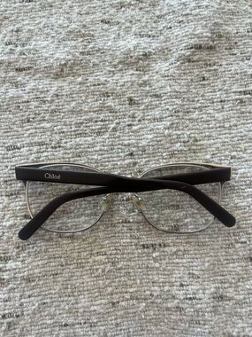 Chloé Metal Rim Eyeglasses in Black and Gold